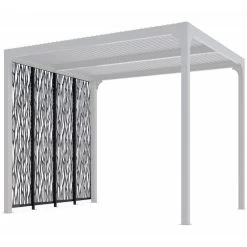 4 Panneaux Moucharabieh En Acier époxy Gris Pour Côté 3m De La Pergola Bioclimatique Alu 10,80m² Habrita