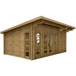 Abri Bois Massif 22m² MODERNE Traité Marron 40mm Gardy Shelter