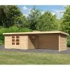 Abri De Jardin 11,49m² En Bois Massif 40mm Trittau 5 Avec Appentis 440cm, Paroi Arrière Et Latérale – Karibu -Nesling Magasin abri de jardin 1149m en bois massif 40mm trittau 5 avec appentis 440cm paroi arriere et laterale woodfeeling