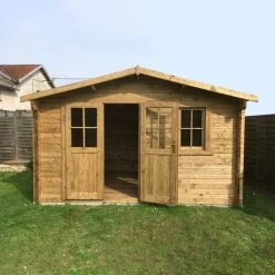 Abri De Jardin 12m² PLUS En Bois 40mm Traité Teinté Marron Gardy Shelter -Nesling Magasin abri de jardin 12m plus en bois 40mm traite teinte marron gardy shelter 2