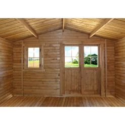Abri De Jardin 12m² PLUS En Bois 40mm Traité Teinté Marron Gardy Shelter -Nesling Magasin abri de jardin 12m plus en bois 40mm traite teinte marron gardy shelter 4