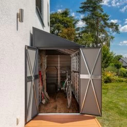 Abri De Jardin 3,5m² Adossé En Acier Galvanisé Anthracite Spacemaker