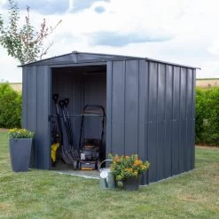 Abri De Jardin 3,65m² Toit Double Pente En Acier Galvanisé Anthracite Spacemaker