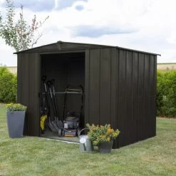 Abri De Jardin 4,58m² Toit Double Pente En Acier Galvanisé Noir Onyx Spacemaker