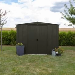 Abri De Jardin 4,58m² Toit Double Pente En Acier Galvanisé Noir Onyx Spacemaker -Nesling Magasin abri de jardin 458m toit double pente en acier galvanise noir onyx spacemaker 3