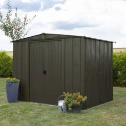 Abri De Jardin 4,58m² Toit Double Pente En Acier Galvanisé Noir Onyx Spacemaker -Nesling Magasin abri de jardin 458m toit double pente en acier galvanise noir onyx spacemaker 4