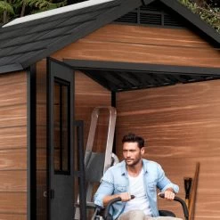 Abri De Jardin 5,12m² En Résine Imitation Bois Newton 757 - KETER -Nesling Magasin abri de jardin 512m en resine imitation bois newton 757 keter 2