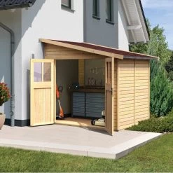 Abri De Jardin Adossé En Bois Certifié 4,18m² Bomlitz 2 - Karibu