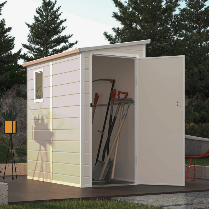 Abri De Jardin Adossé En Résine Beige 2,09m² + Kit De Fondation - Jôbu 3 Abri De Jardin Adossé En Résine Beige 2,09m² + Kit De Fondation - Jôbu