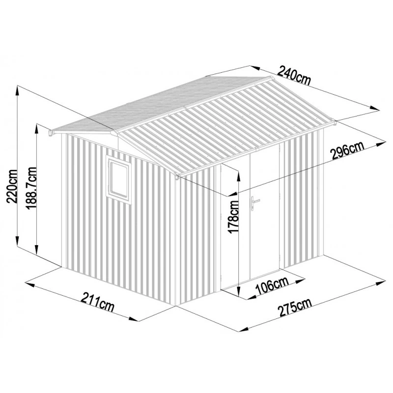 Abri De Jardin En Acier Galvanisé Roka 7,1m² + Kit D'ancrage - X-Métal 8 Abri De Jardin En Acier Galvanisé Roka 7,1m² + Kit D'ancrage - X-Métal – Image 6
