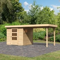 Abri De Jardin En Bois 4,62m² Freiburg 2 Avec Appentis De 2,80 M - Karibu