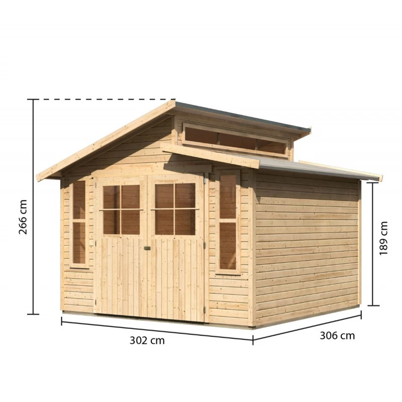 Abri De Jardin En Bois 9,24m² Avec Toit En Gradins - Grauburg 7 - Karibu 5 Abri De Jardin En Bois 9,24m² Avec Toit En Gradins - Grauburg 7 - Karibu – Image 3