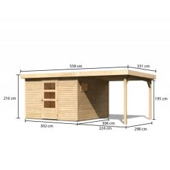 Abri De Jardin En Bois 9,24m² Freiburg 6 Avec Appentis De 2,40 M - Karibu -Nesling Magasin abri de jardin en bois 924m freiburg 6 avec appentis de 240 m karibu 2