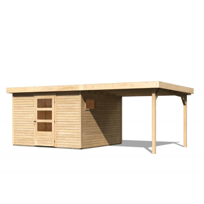 Abri De Jardin En Bois 9,24m² Freiburg 6 Avec Appentis De 2,80 M - Karibu 4 Abri De Jardin En Bois 9,24m² Freiburg 6 Avec Appentis De 2,80 M - Karibu – Image 2