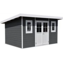 Abri De Jardin En Bois Composite 28mm Anthracite 12m² PREMIUM Toit Monopente - Woodlife Garden -Nesling Magasin abri de jardin en bois composite 28mm anthracite 12m premium toit monopente woodlife garden 2