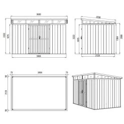 Abri De Jardin En Bois Composite 28mm Anthracite 8,09m² GORDON Skylight - Woodlife Garden -Nesling Magasin abri de jardin en bois composite 28mm anthracite 809m gordon skylight woodlife garden 3