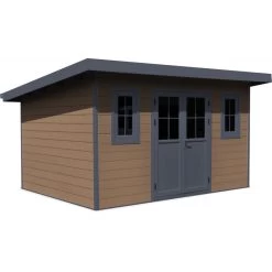 Abri De Jardin En Bois Composite 28mm Aspect Bois 12m² PREMIUM Toit Monopente - Woodlife Garden -Nesling Magasin abri de jardin en bois composite 28mm aspect bois 12m premium toit monopente woodlife garden 2