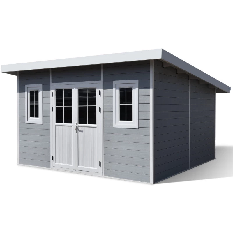Abri De Jardin En Bois Composite 28mm Gris Clair 14,90m² PREMIUM Toit Plat - Woodlife Garden 4 Abri De Jardin En Bois Composite 28mm Gris Clair 14,90m² PREMIUM Toit Plat - Woodlife Garden – Image 2