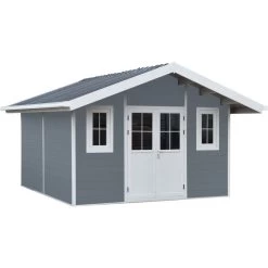 Abri De Jardin En Bois Composite 28mm Gris Clair 14,75m² PREMIUM - Woodlife Garden -Nesling Magasin abri de jardin en bois composite 28mm gris clair 15m premium woodlife garden 2