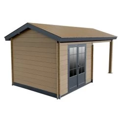 Abri De Jardin En Bois Composite Bois Vieilli 9m² + 9m² Terrasse - Woodlife Garden -Nesling Magasin abri de jardin en bois composite bois vieilli 9m 9m terrasse woodlife 3
