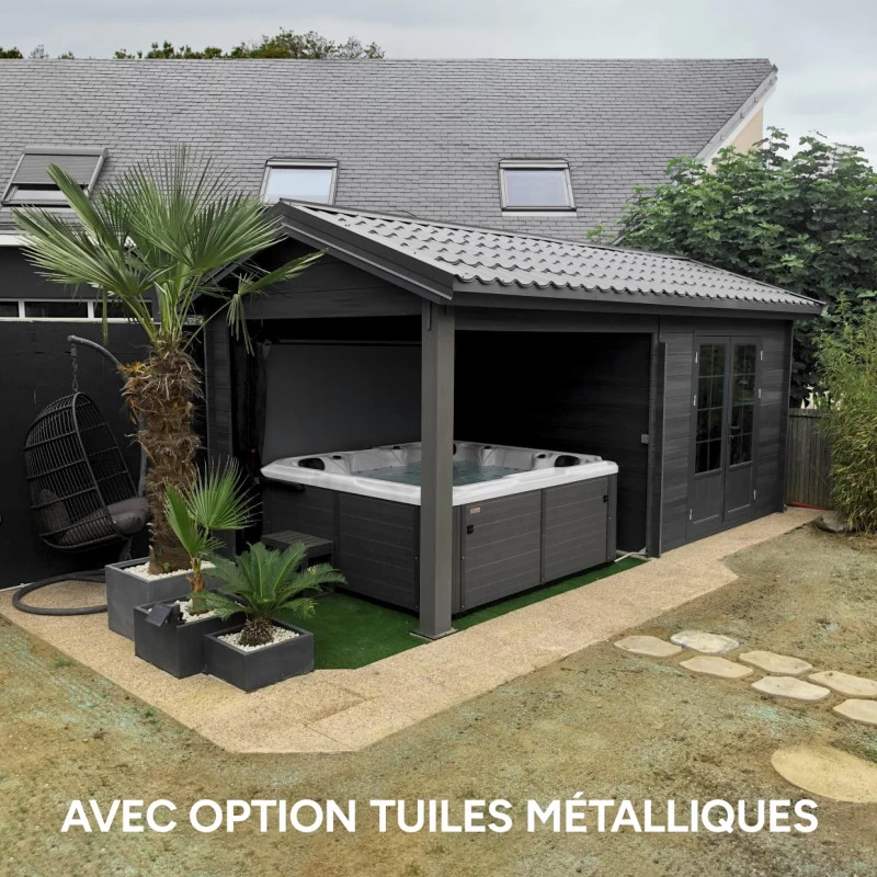 Abri De Jardin En Bois Composite Gris Foncé 9m² + 9m² Terrasse - Woodlife Garden 8 Abri De Jardin En Bois Composite Gris Foncé 9m² + 9m² Terrasse - Woodlife Garden – Image 6