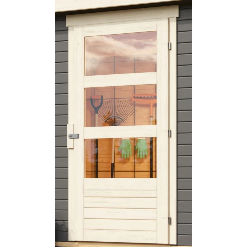 Abri De Jardin En Bois Gris Terre 5,25m² Avec Appentis De 1,50 M Freiburg 3 - Karibu 8 Abri De Jardin En Bois Gris Terre 5,25m² Avec Appentis De 1,50 M Freiburg 3 - Karibu – Image 6