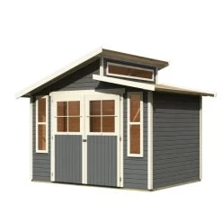 Abri De Jardin En Bois Gris Terre 6,55m² Avec Toit En Gradins - Grauburg 6 - Karibu -Nesling Magasin abri de jardin en bois gris terre 655m avec toit en gradins grauburg 6 karibu 2