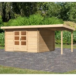 Abri De Jardin En Bois Massif 10,60m² Bastrup 7 Avec Appentis 200cm – Karibu