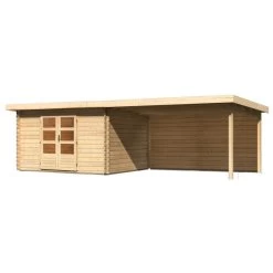 Abri De Jardin En Bois Massif 10,60m² Bastrup 7 Avec Appentis 400cm Et Paroi Arrière – Karibu -Nesling Magasin abri de jardin en bois massif 1060m bastrup 7 avec appentis 400cm et paroi arriere woodfeeling 2