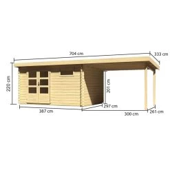 Abri De Jardin En Bois Massif 11,49m² Bastrup 8 Avec Appentis 300cm – Karibu -Nesling Magasin abri de jardin en bois massif 1149m bastrup 8 avec appentis 300cm woodfeeling 1
