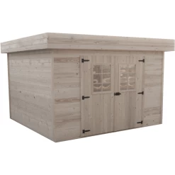 Abri De Jardin En Bois Massif 14,75m² Monopente – Madriers 28mm – Toiture En Bac Acier – Habrita