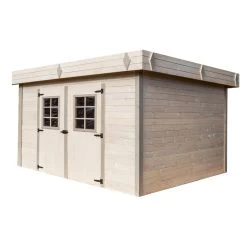 Abri De Jardin En Bois Massif 16,77m² Monopente – Madriers 28mm – Toiture En Bac Acier – Habrita
