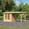 Abri De Jardin En Bois Massif 4,62m² Askola 2 Avec Appentis 240cm – Karibu -Nesling Magasin abri de jardin en bois massif 462m askola 2 avec appentis 240cm woodfeeling