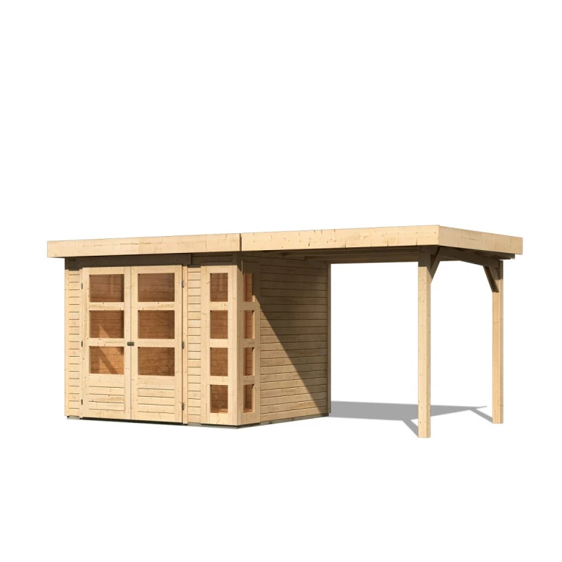 Abri De Jardin En Bois Massif 5,25m² Kerko 3 Avec Appentis 240cm – Karibu 5 Abri De Jardin En Bois Massif 5,25m² Kerko 3 Avec Appentis 240cm – Karibu – Image 3