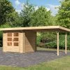 Abri De Jardin En Bois Massif 5,62m² Bastrup 2 Avec Appentis 300cm – Karibu -Nesling Magasin abri de jardin en bois massif 562m bastrup 2 avec appentis 300cm woodfeeling