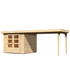 Abri De Jardin En Bois Massif 5,95m² Askola 3,5 Avec Appentis 280cm – Karibu -Nesling Magasin abri de jardin en bois massif 595m askola 35 avec appentis 280cm woodfeeling 2
