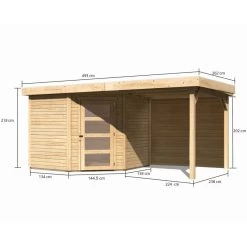 Abri De Jardin En Bois Massif 5,95m² Schwandorf 5 Avec Appentis 240cm Et Paroi Arrière – Karibu 9 Abri De Jardin En Bois Massif 5,95m² Schwandorf 5 Avec Appentis 240cm Et Paroi Arrière – Karibu -Nesling Magasin abri de jardin en bois massif 595m schwandorf 5 avec appentis 240cm et paroi arriere woodfeeling 1