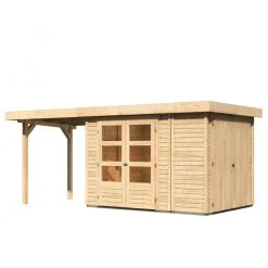 Abri De Jardin En Bois Massif 6,25m² Retola 2 Avec Armoire Intégrée Et Appentis 240cm – Karibu -Nesling Magasin abri de jardin en bois massif 625m retola 2 avec armoire integree et appentis 240cm woodfeeling 2