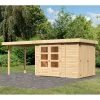 Abri De Jardin En Bois Massif 6,25m² Retola 2 Avec Armoire Intégrée Et Appentis 280cm – Karibu -Nesling Magasin abri de jardin en bois massif 625m retola 2 avec armoire integree et appentis 280cm woodfeeling