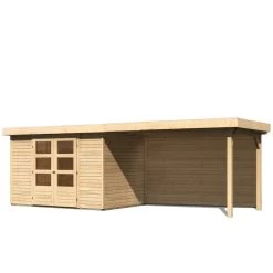 Abri De Jardin En Bois Massif 6,55m² Askola 4 Avec Appentis 280cm Et Paroi Arrière – Karibu -Nesling Magasin abri de jardin en bois massif 655m askola 4 avec appentis 280cm et paroi arriere woodfeeling 2