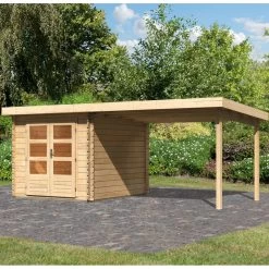 Abri De Jardin En Bois Massif 7,04m² Bastrup 4 Avec Appentis 300cm – Karibu