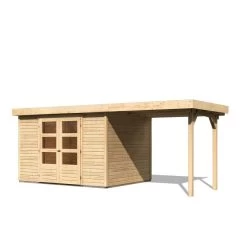 Abri De Jardin En Bois Massif 7,43m² Askola 5 Avec Appentis 240cm – Karibu -Nesling Magasin abri de jardin en bois massif 743m askola 5 avec appentis 240cm woodfeeling 2
