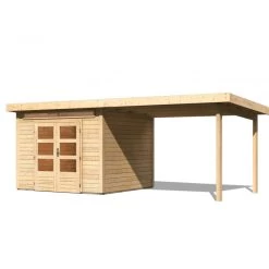 Abri De Jardin En Bois Massif 7,50m² Kandern 6 Avec Appentis 320cm – Karibu -Nesling Magasin abri de jardin en bois massif 750m kandern 6 avec appentis 320cm woodfeeling 3