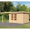 Abri De Jardin En Bois Massif 7,85m² Retola 4 Avec Armoire Intégrée Et Appentis 240cm – Karibu -Nesling Magasin abri de jardin en bois massif 785m retola 4 avec armoire integree et appentis 240cm woodfeeling
