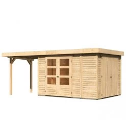 Abri De Jardin En Bois Massif 7,85m² Retola 4 Avec Armoire Intégrée Et Appentis 240cm – Karibu -Nesling Magasin abri de jardin en bois massif 785m retola 4 avec armoire integree et appentis 240cm woodfeeling 2
