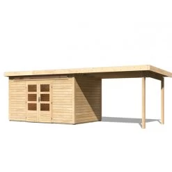 Abri De Jardin En Bois Massif 8,88m² Kandern 7 Avec Appentis 320cm – Karibu -Nesling Magasin abri de jardin en bois massif 888m kandern 7 avec appentis 320cm woodfeeling 2