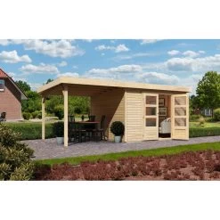 Abri De Jardin En Bois Massif 9,24m² Askola 6 Avec Appentis 240cm – Karibu 9 Abri De Jardin En Bois Massif 9,24m² Askola 6 Avec Appentis 240cm – Karibu -Nesling Magasin abri de jardin en bois massif 924m askola 6 avec appentis 240cm woodfeeling 1