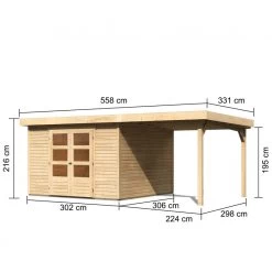 Abri De Jardin En Bois Massif 9,24m² Askola 6 Avec Appentis 240cm – Karibu 10 Abri De Jardin En Bois Massif 9,24m² Askola 6 Avec Appentis 240cm – Karibu -Nesling Magasin abri de jardin en bois massif 924m askola 6 avec appentis 240cm woodfeeling 2