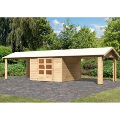 Abri De Jardin En Bois Massif 9,24m² Theres 7 Avec Deux Auvents – Karibu -Nesling Magasin abri de jardin en bois massif 924m theres 7 avec deux auvents karibu 1