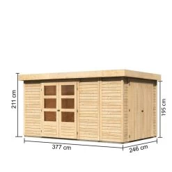 Abri De Jardin En Bois Massif 9,27m² Retola 6 Avec Armoire Intégrée – Karibu -Nesling Magasin abri de jardin en bois massif 927m retola 6 avec armoire integree woodfeeling 1